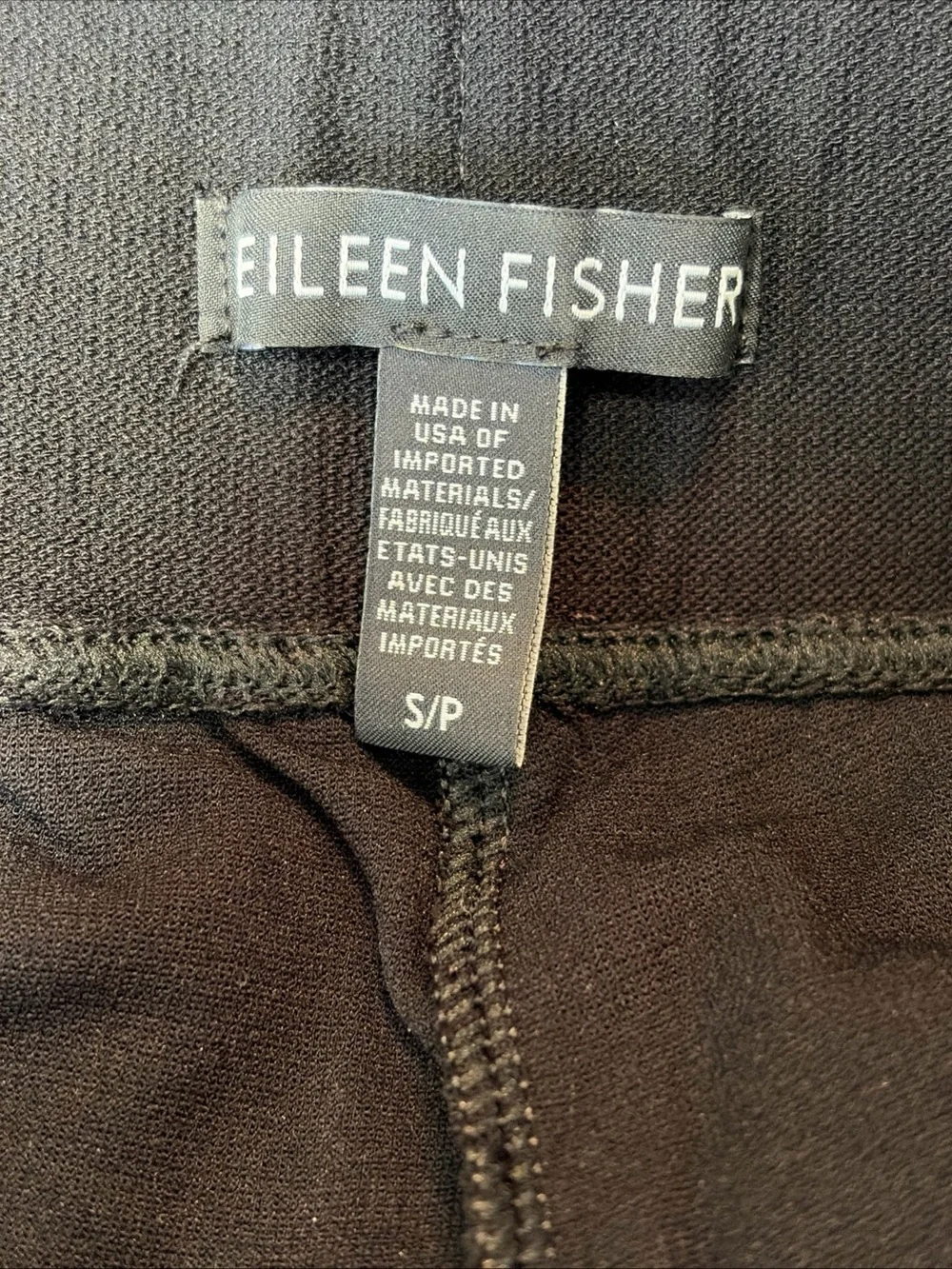 Eileen Fisher Womens Small Black Stretch Crepe Pants Pull On Straight Leg Cutout